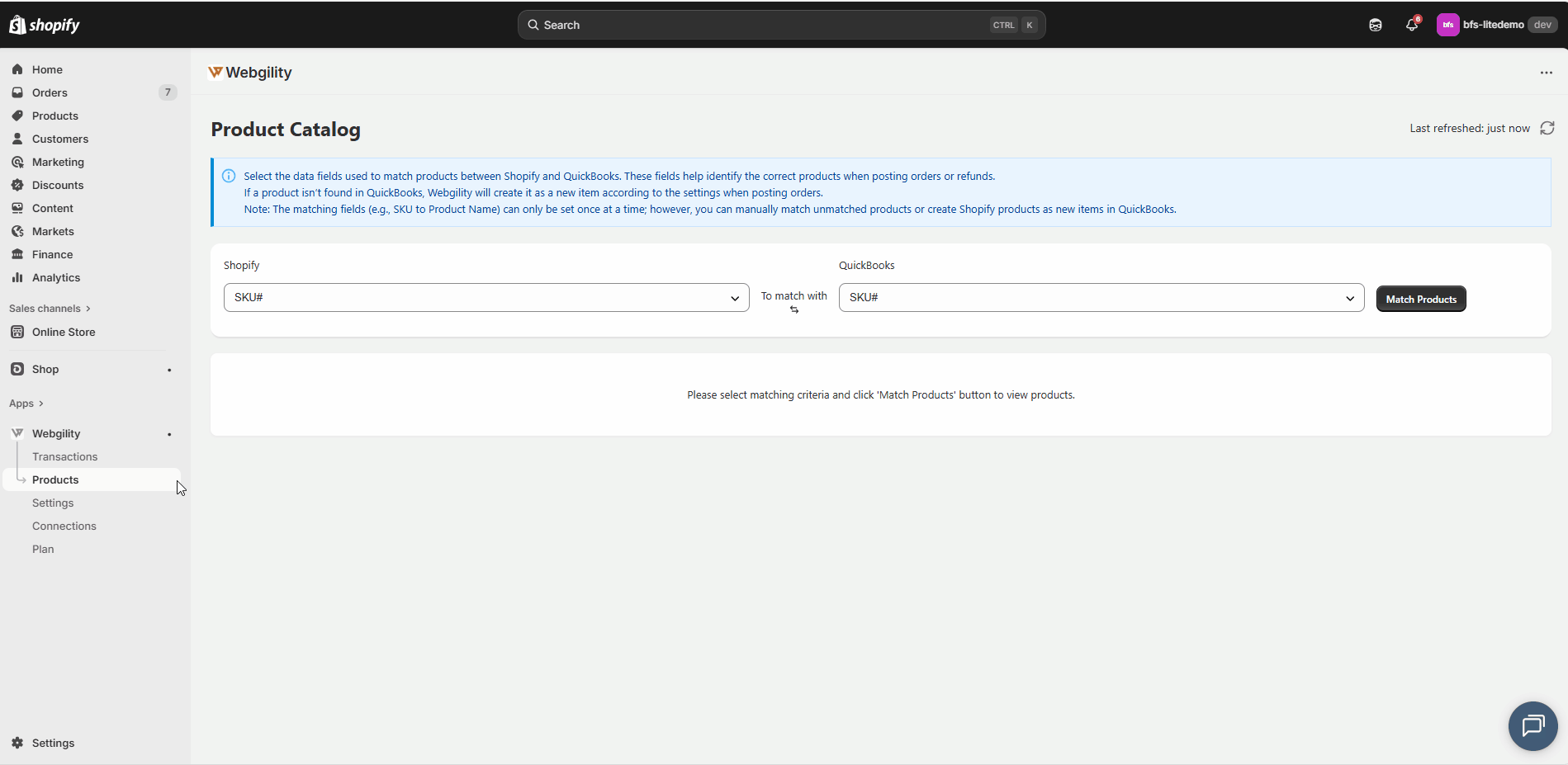 Managing Your Catalog with Webgility Lite: QuickBooks sync